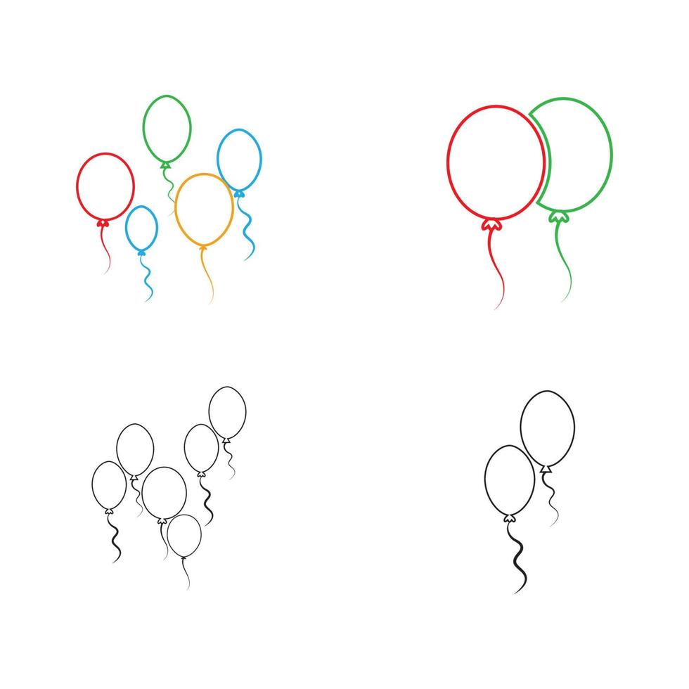 Diseño de globos, celebración de fiestas, cumpleaños, decoración y entretenimiento, ilustración vectorial vector