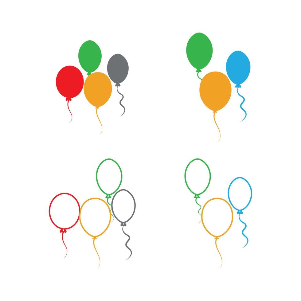 Diseño de globos, celebración de fiestas, cumpleaños, decoración y entretenimiento, ilustración vectorial vector