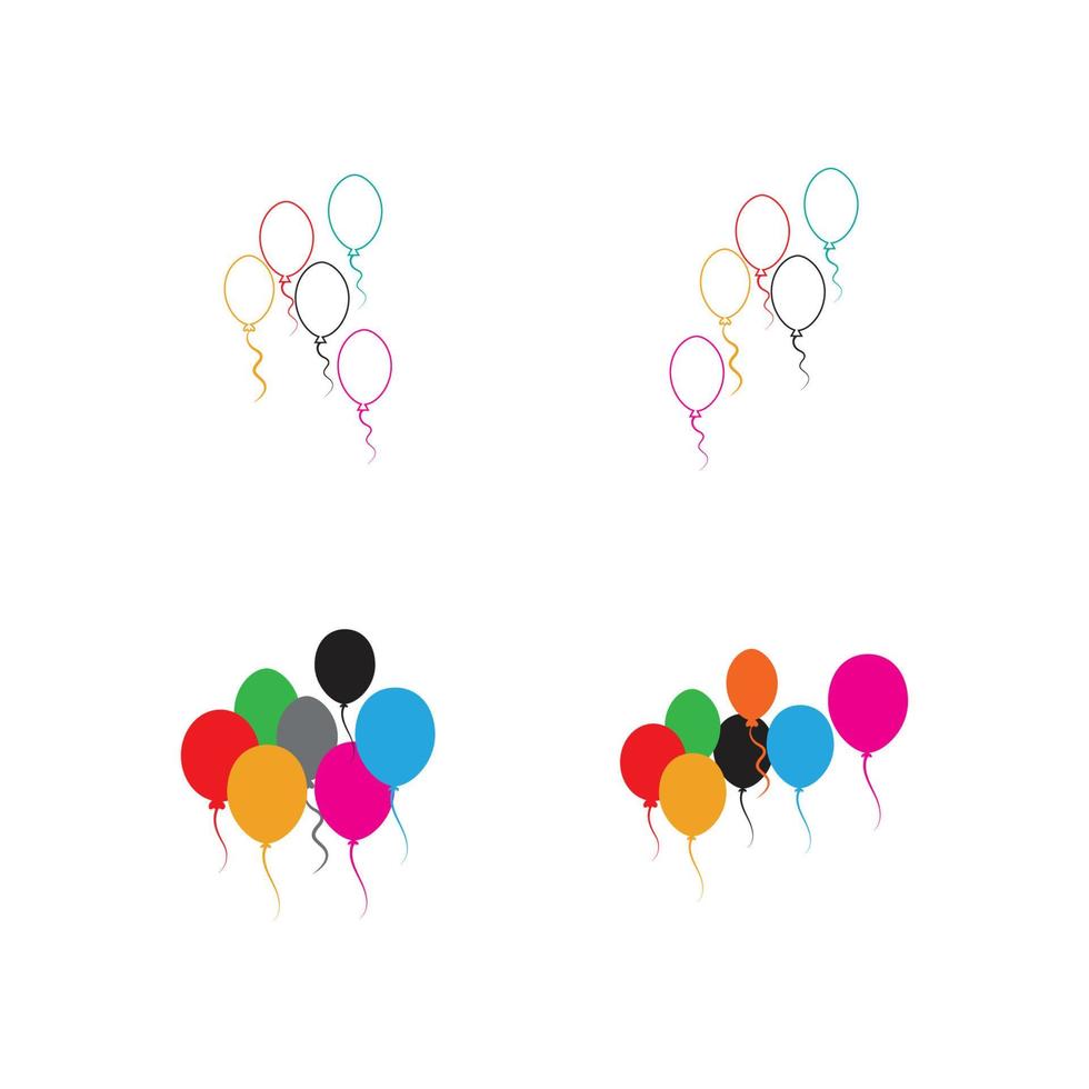 Diseño de globos, celebración de fiestas, cumpleaños, decoración y entretenimiento, ilustración vectorial vector