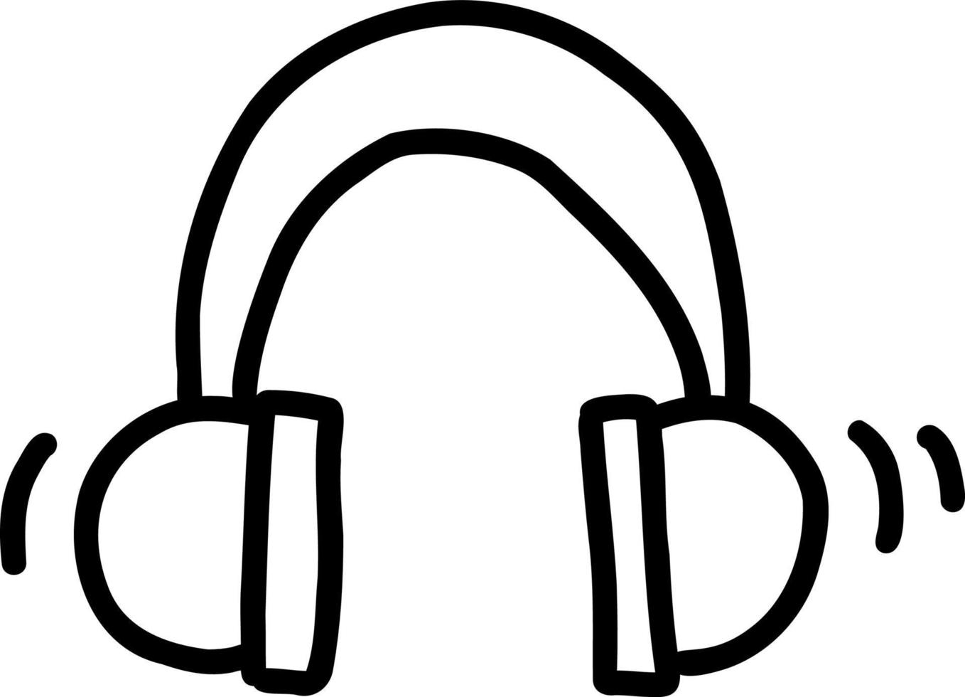 Headphones. Linear sketch doodle vector