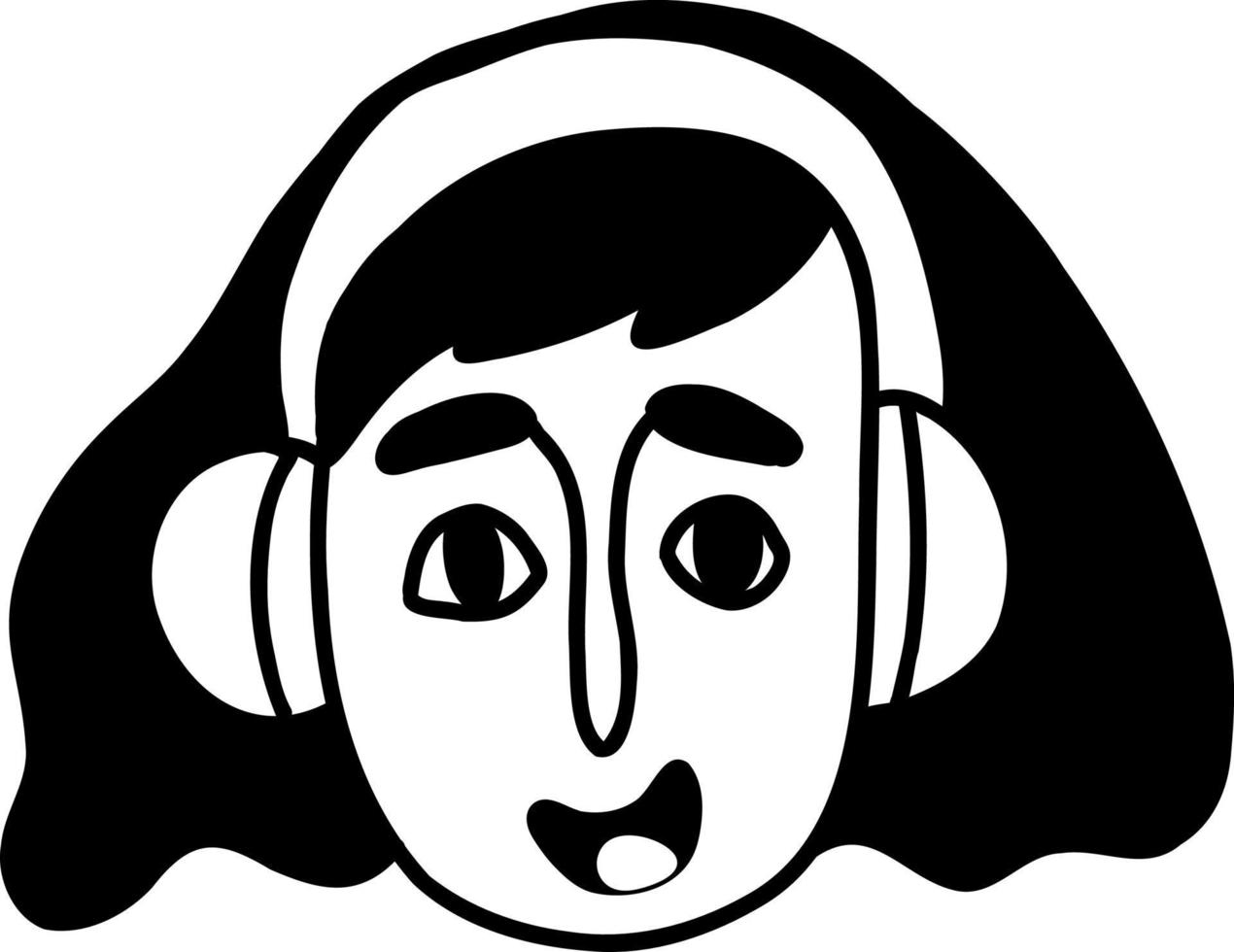 Cute girl in headphones vector