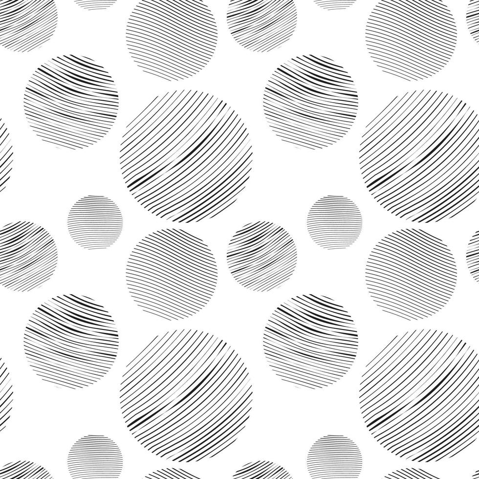 Seamless pattern with circles doodled. Geometrical pattern with set circle in grey pastel endless background with hand drawn textured geometric figures. Graphic vector illustration isolated on white
