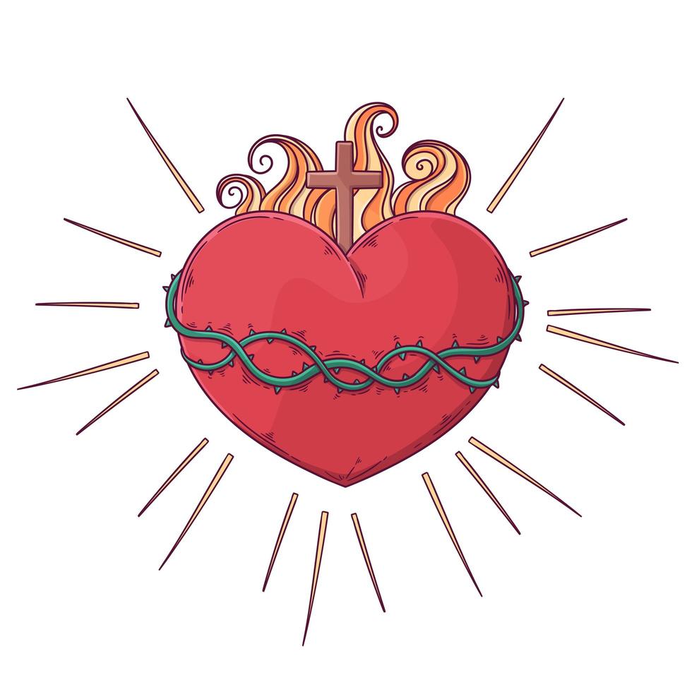 Sacred heart concept hand drawn illustration Vector