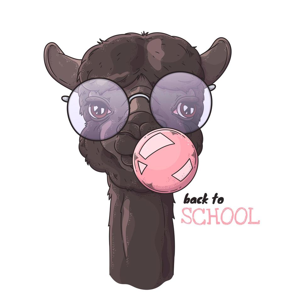 Hand drawn portrait of cute alpaca Vector. vector