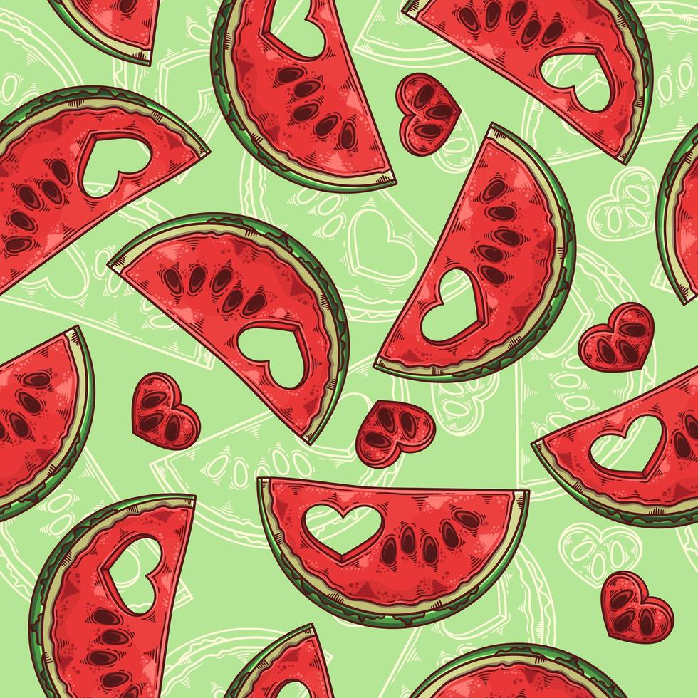 Vector hand drawn fruit watermelon. Seamless pattern.