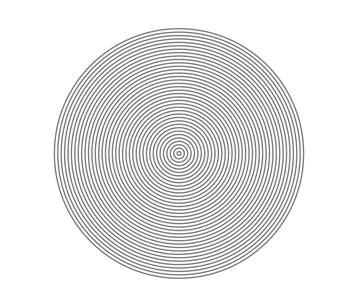 Concentric circle element. Black and white color ring. sound wave vector