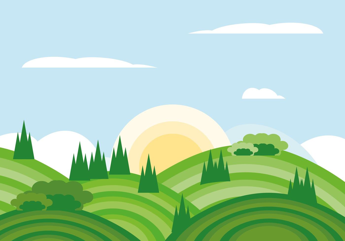 landscape hills bush vector