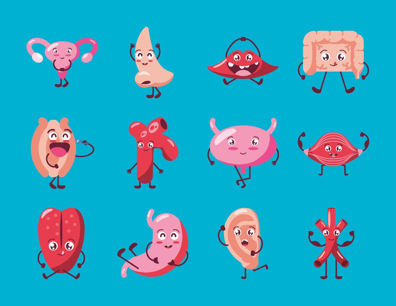 set cute organs vector