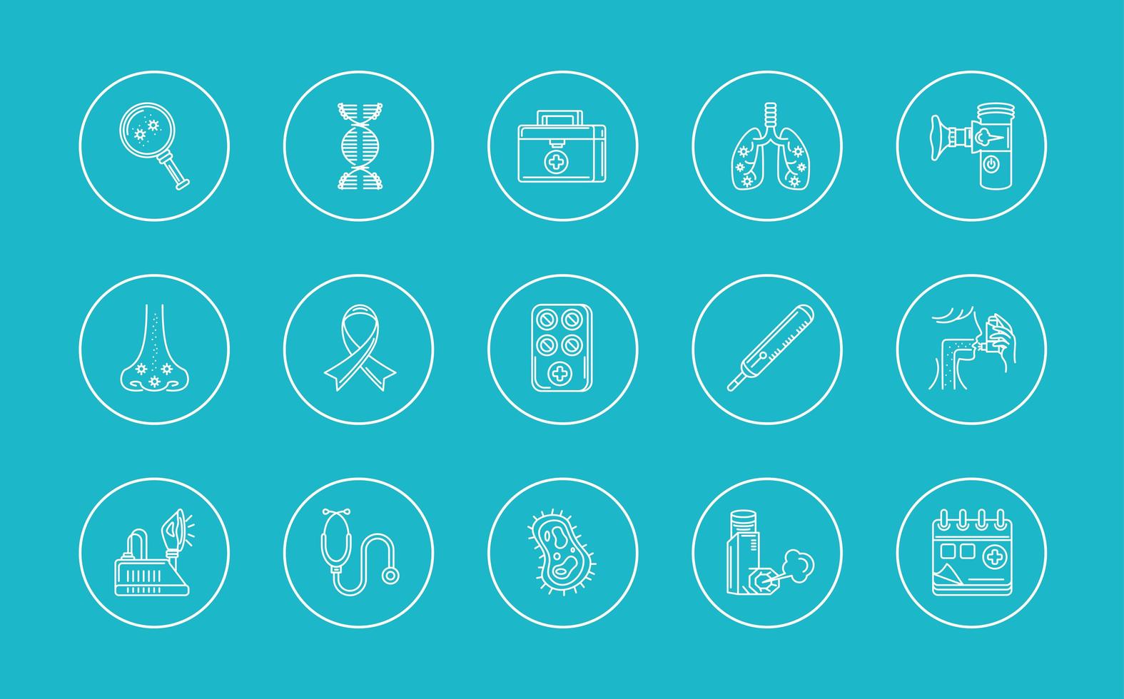 asthma icon set vector