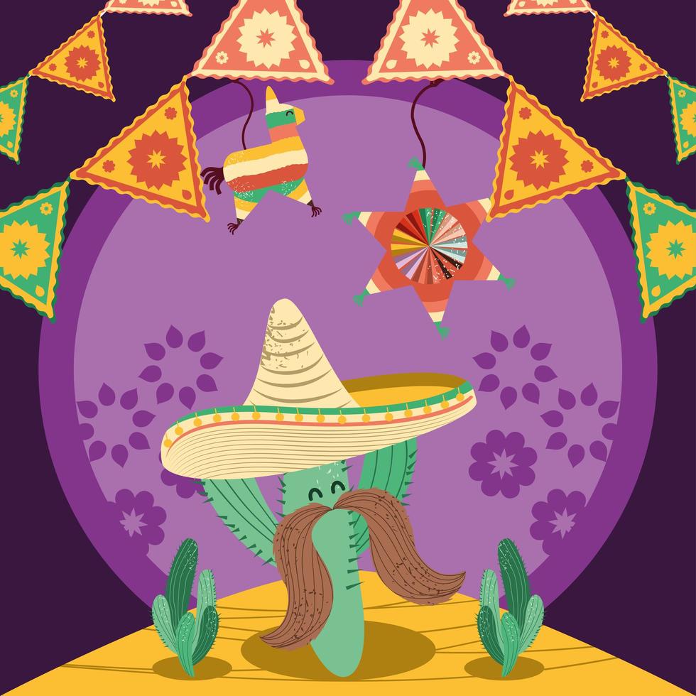 mexican cactus character vector