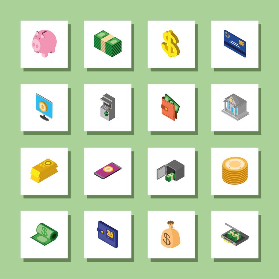 money icons collection vector