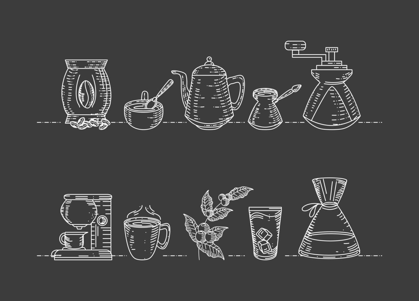 coffee brewing sketch vector