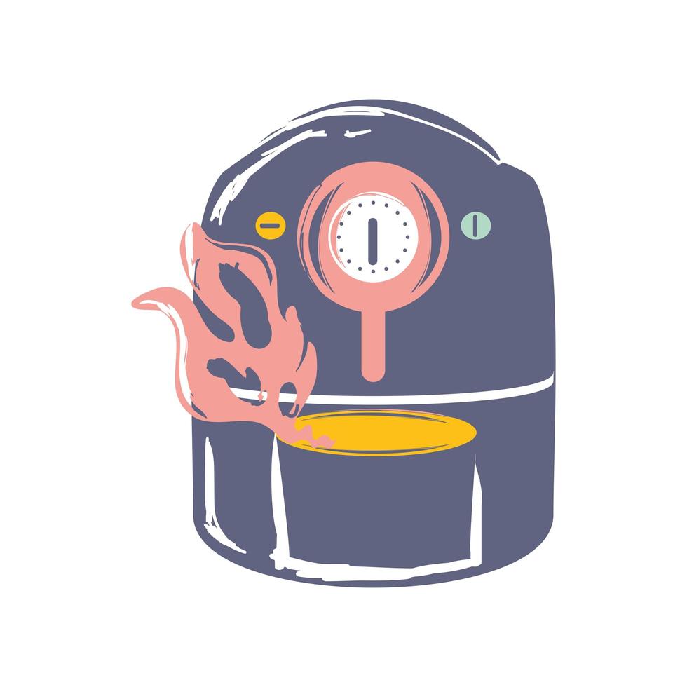 cooker pot appliance with timer sketch isolated style vector
