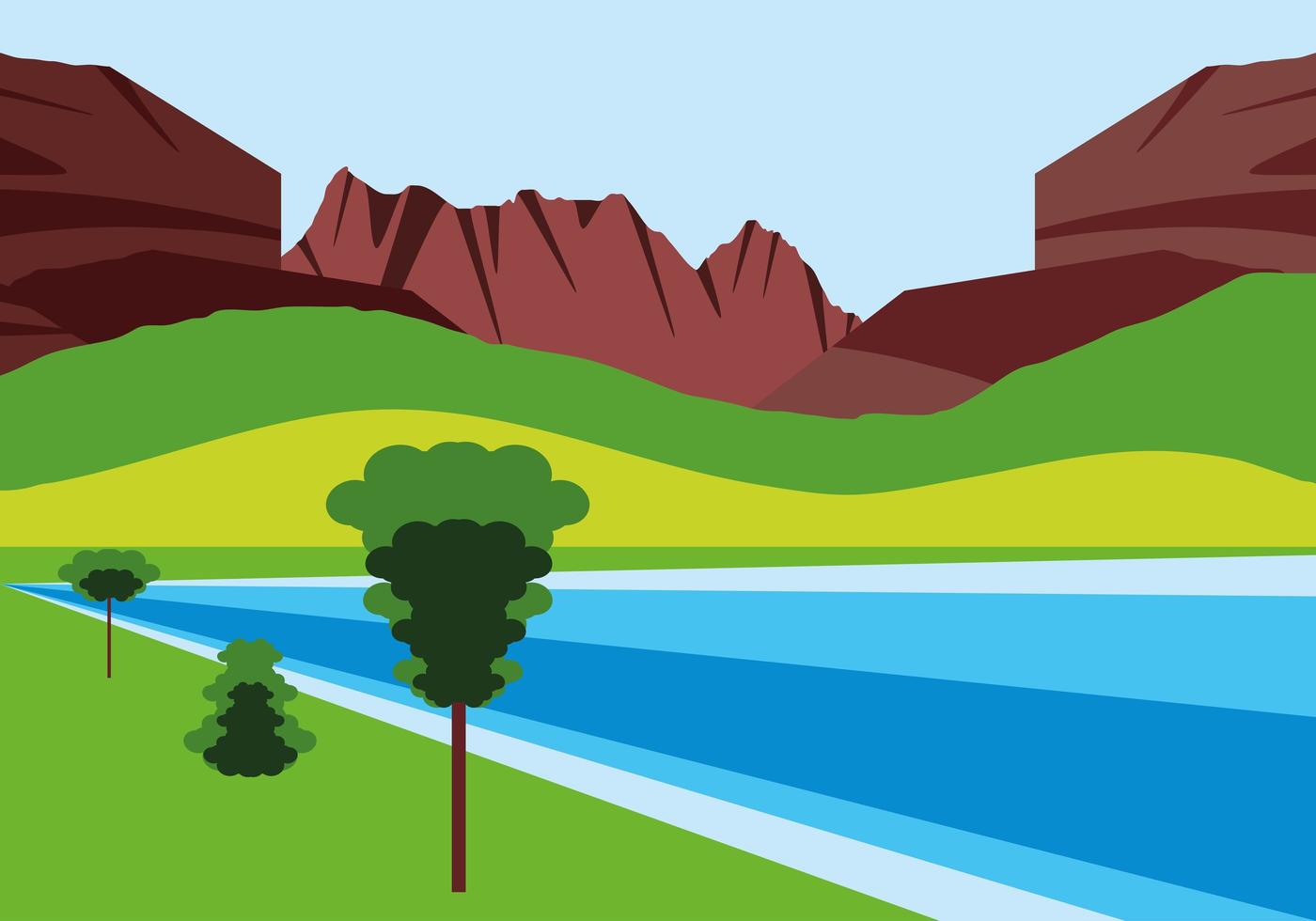 landscape field river vector