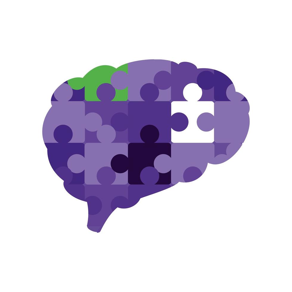 puzzles shaped brain vector