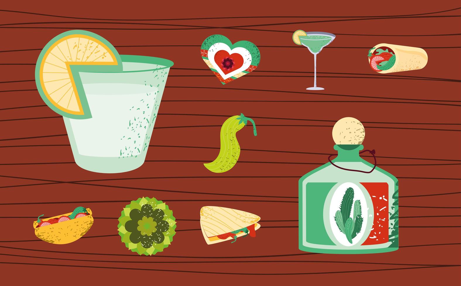 set mexican stuff vector