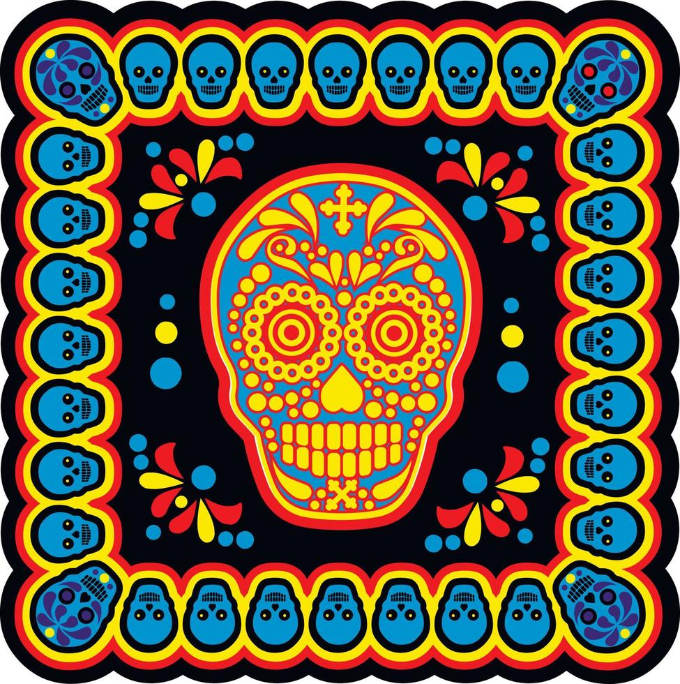 santa muerte, día de los muertos, calavera de azúcar mexicana, camisetas de diseño vintage grunge vector