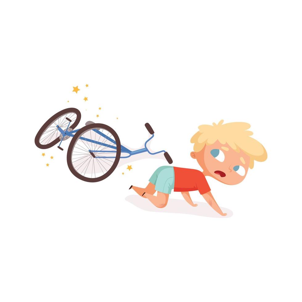 Bike accident kids fallen damaged bicycle broken transport children