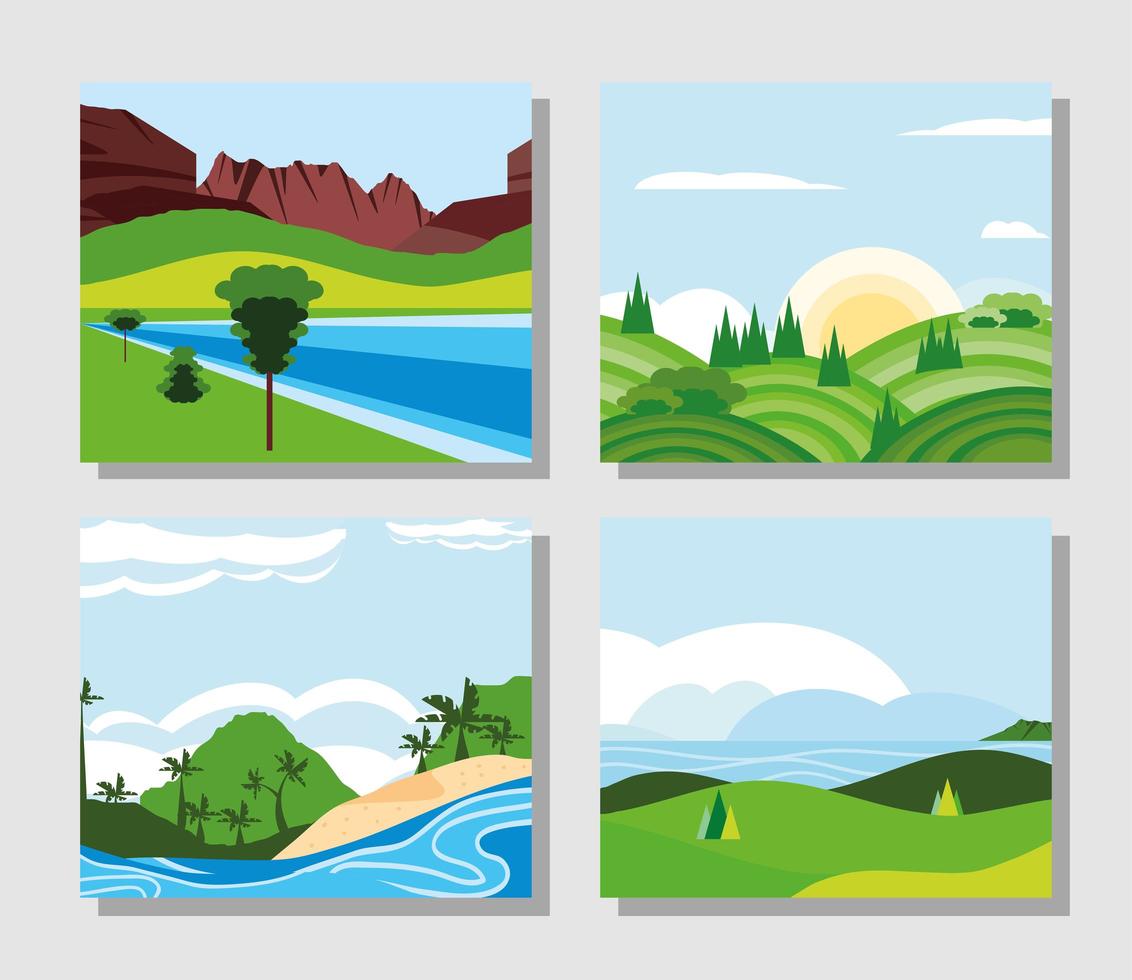 campos verdes del paisaje vector