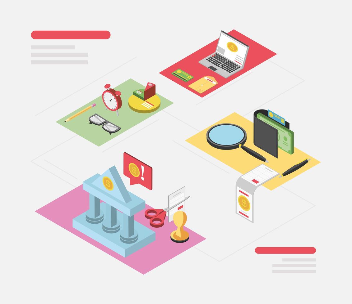 tax day bank calculation financial payment government taxation isometric vector