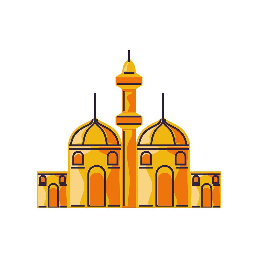 islamic city building tower mosque cartoon isolated style vector