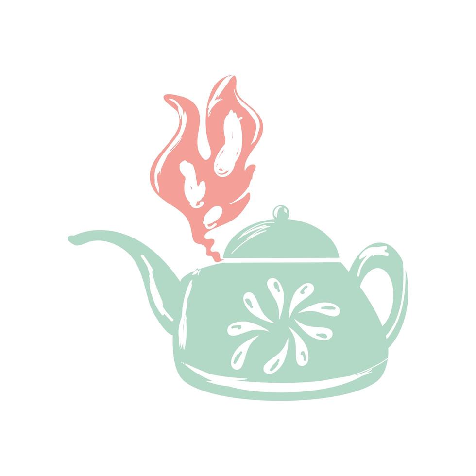 teapot hot beverage utensil cooking sketch isolated style vector