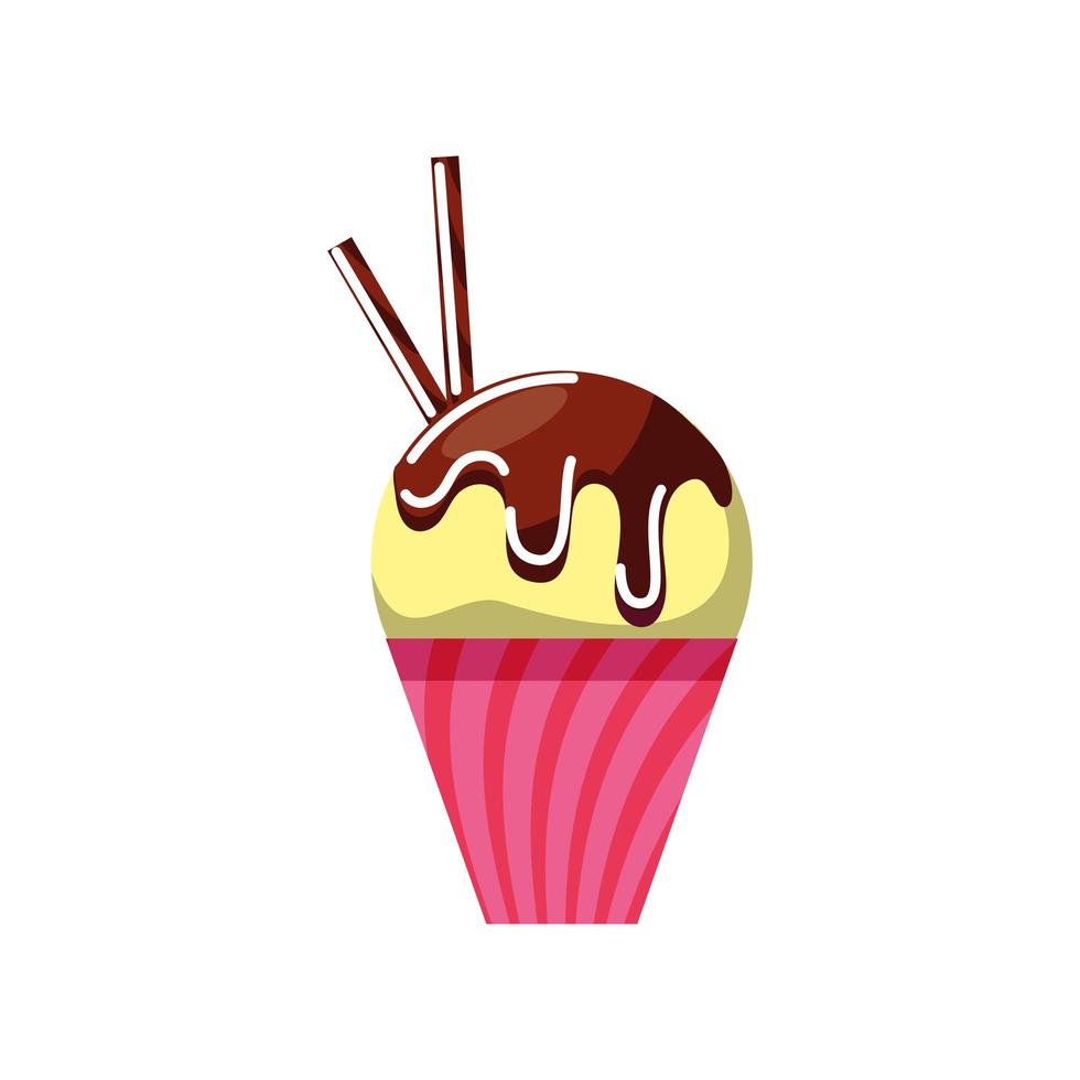 cupcake de chocolate derretido vector