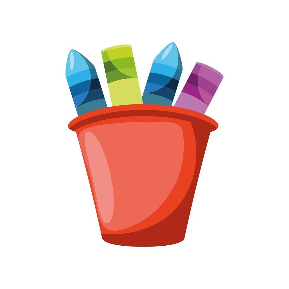 crayons in cup vector