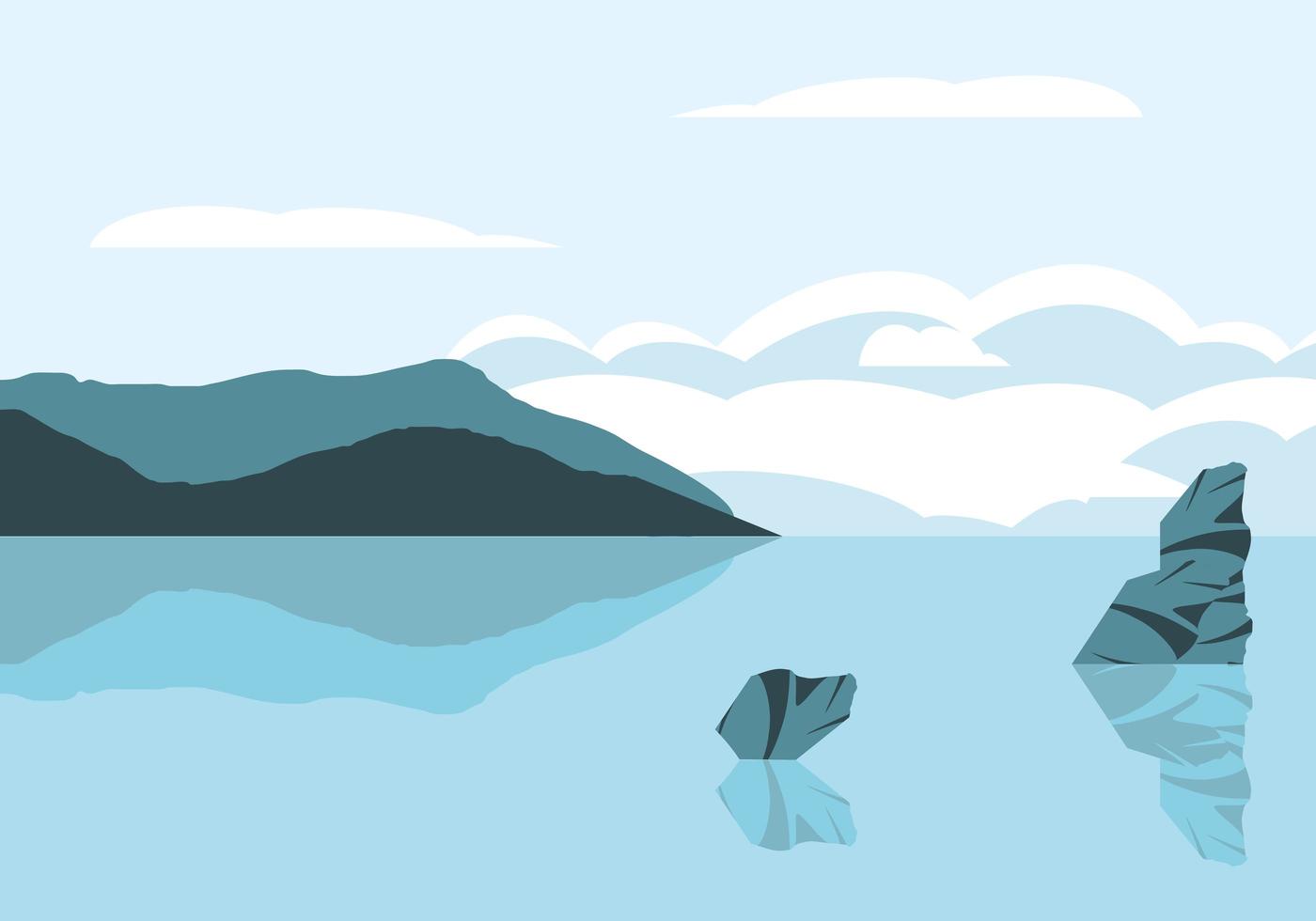 landscape lake mountains vector