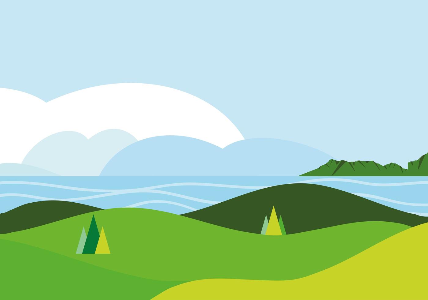landscape hills lake vector