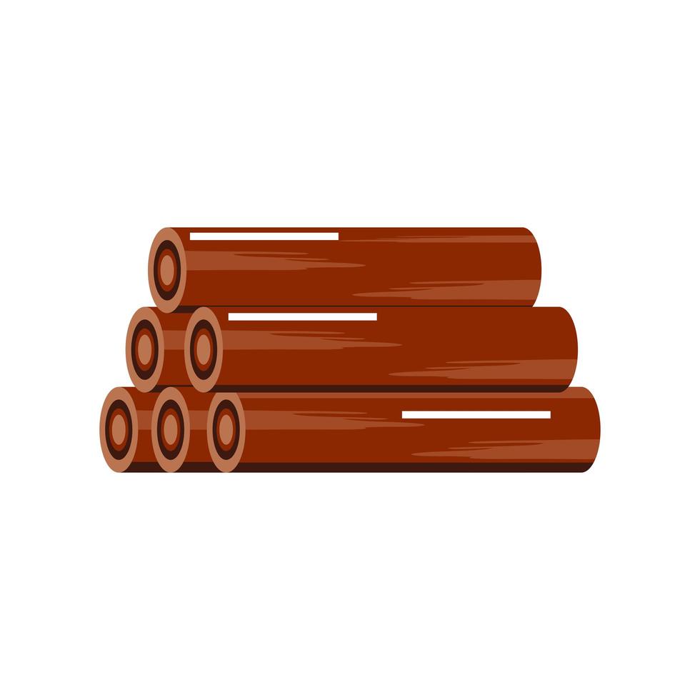 wooden material used for fuel, white background vector