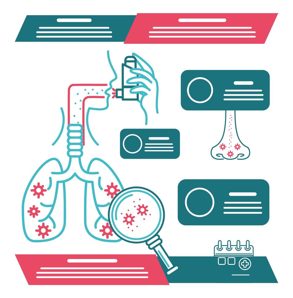 respiración de alergia asma vector