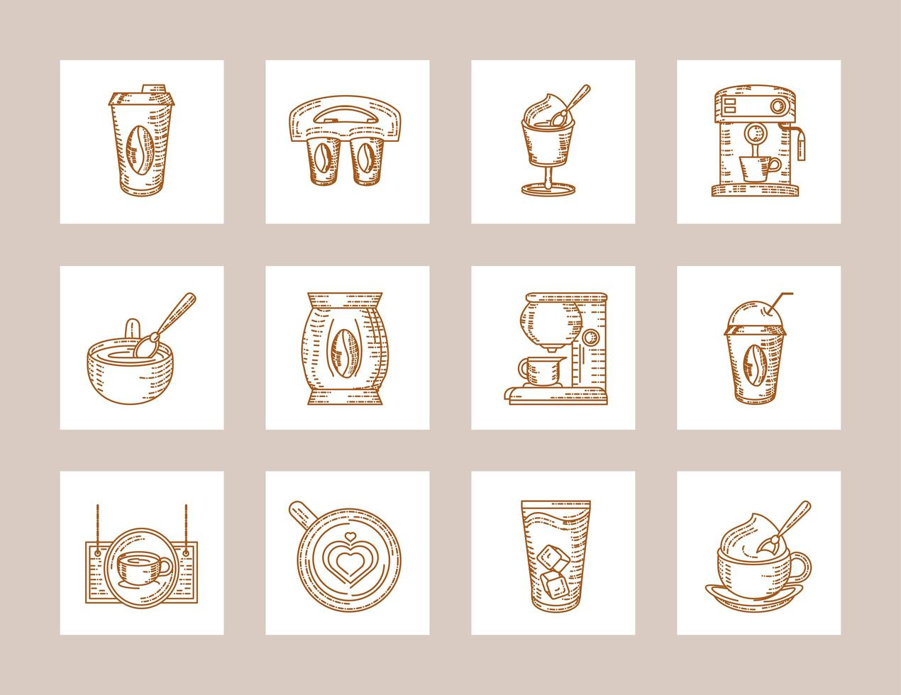 coffee machine cups vector