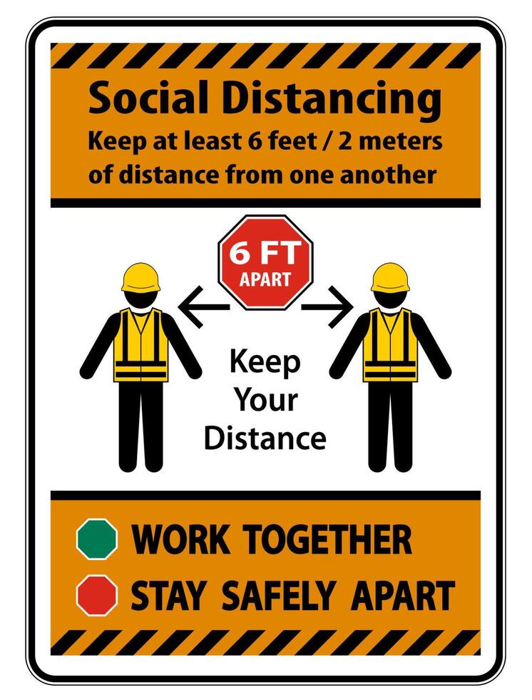 Social Distancing Construction Sign Isolate On White Background,Vector Illustration EPS.10 vector