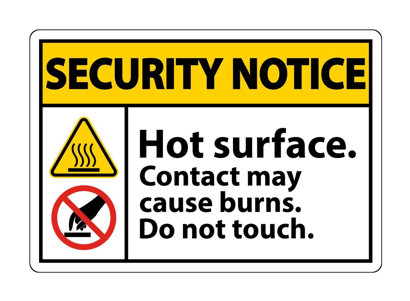 Seurity Notice Hot Surface Do Not Touch Symbol Sign Isolate on White Background,Vector Illustration vector