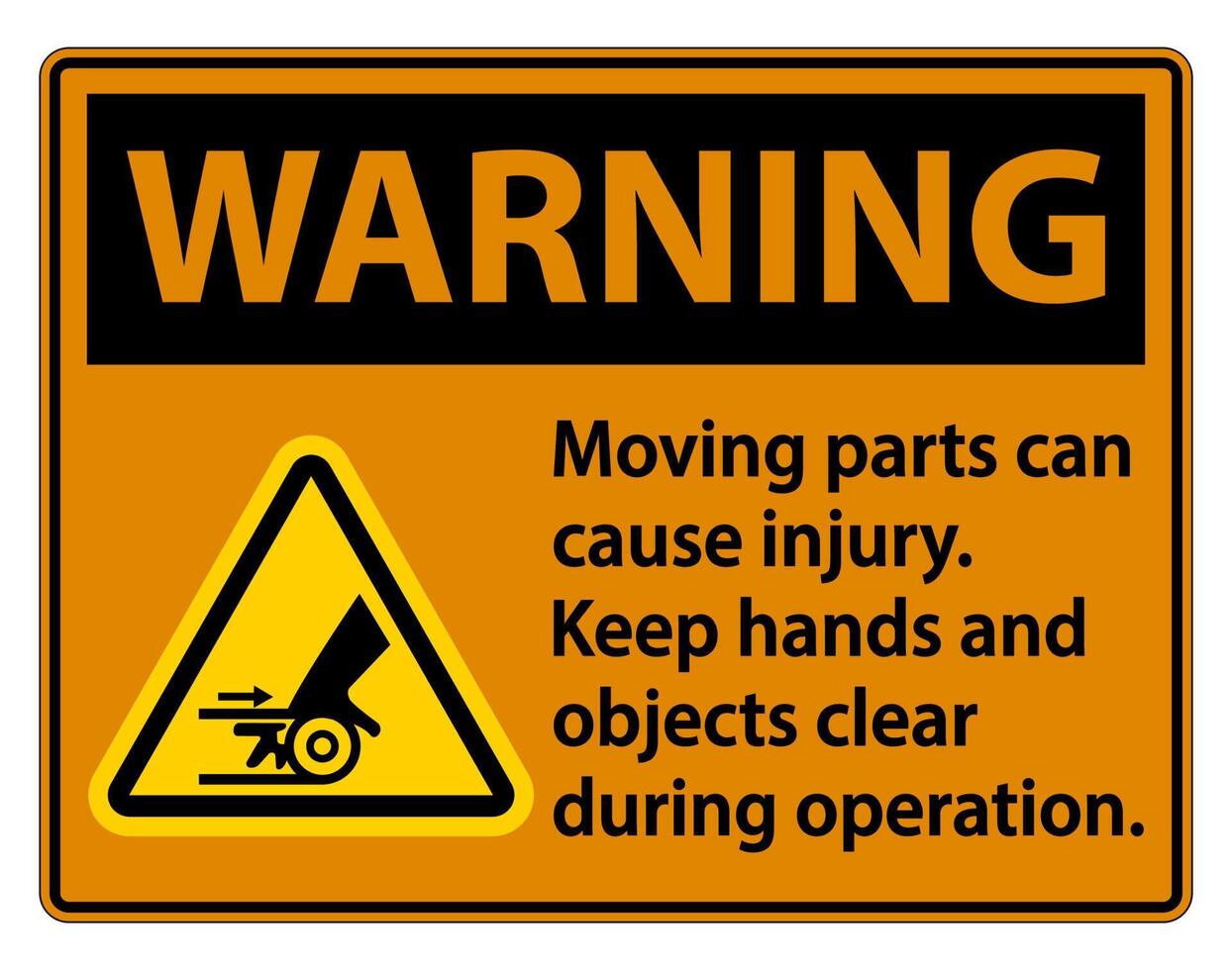 Warning Moving parts can cause injury sign on white background vector