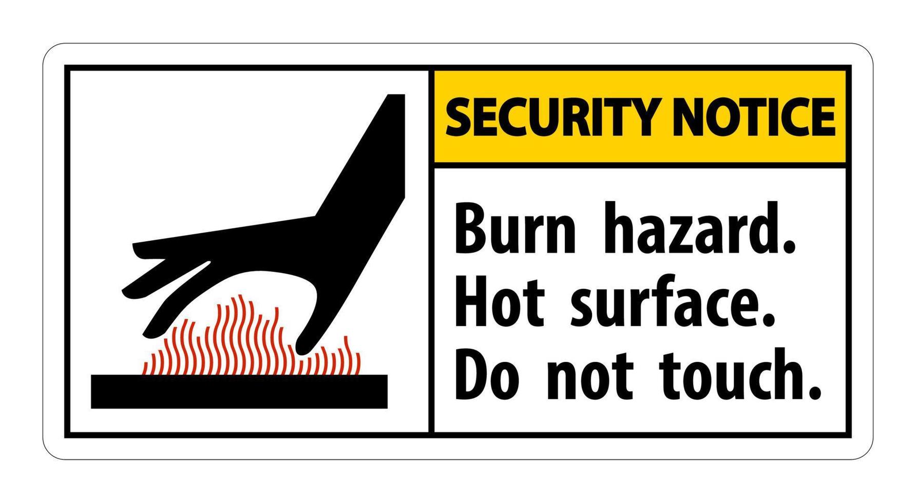 Security Notice Burn hazard,Hot surface,Do not touch Symbol Sign Isolate on White Background,Vector Illustration vector
