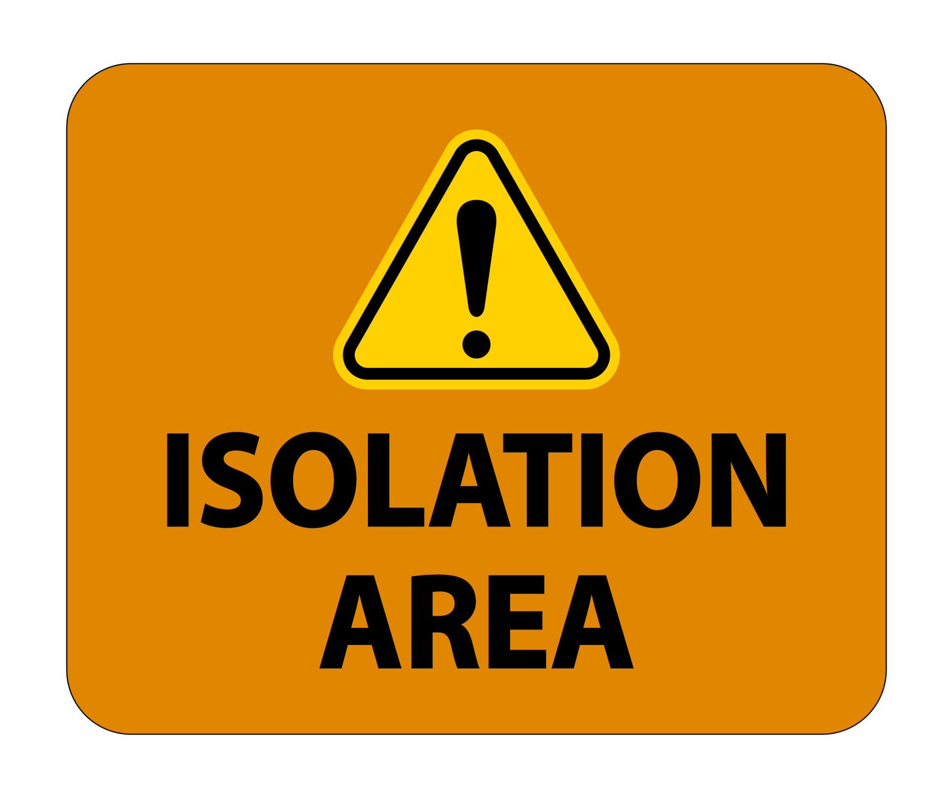 Signo de área de aislamiento sobre fondo blanco, ilustración vectorial