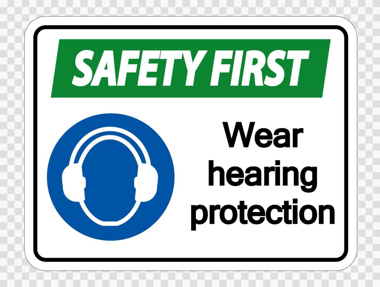 Safety first Wear hearing protection on transparent background vector