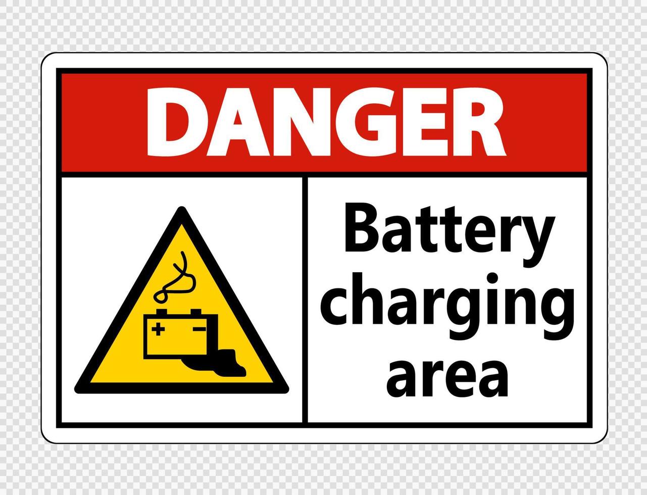 Danger battery charging area Sign on transparent background vector