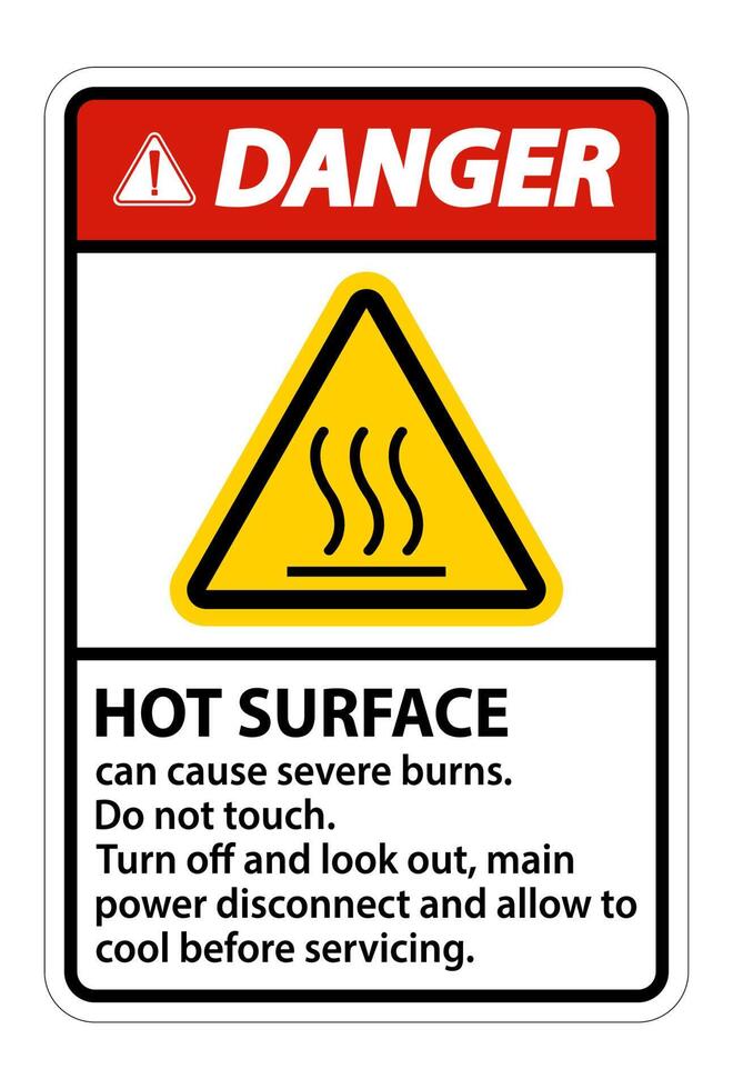 Danger Hot surface sign on white background vector