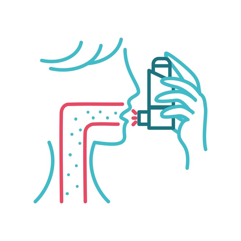 woman applying inhaler vector