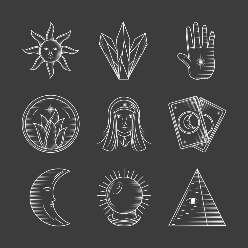 conjunto de magia de astrología vector