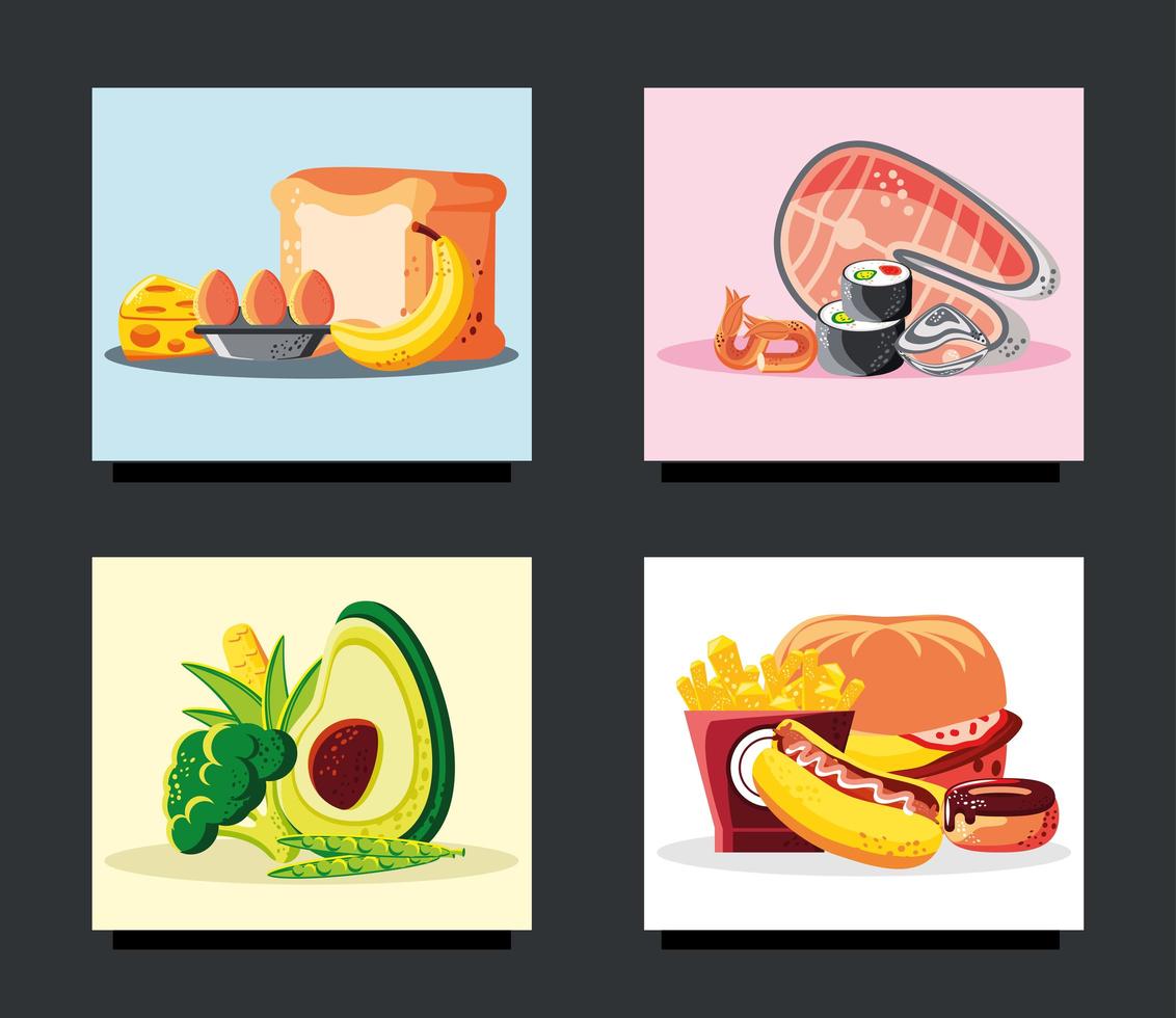 set fresh food vector