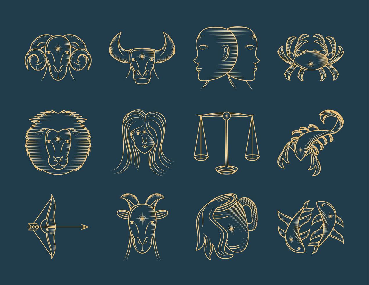 zodiac astrology set vector