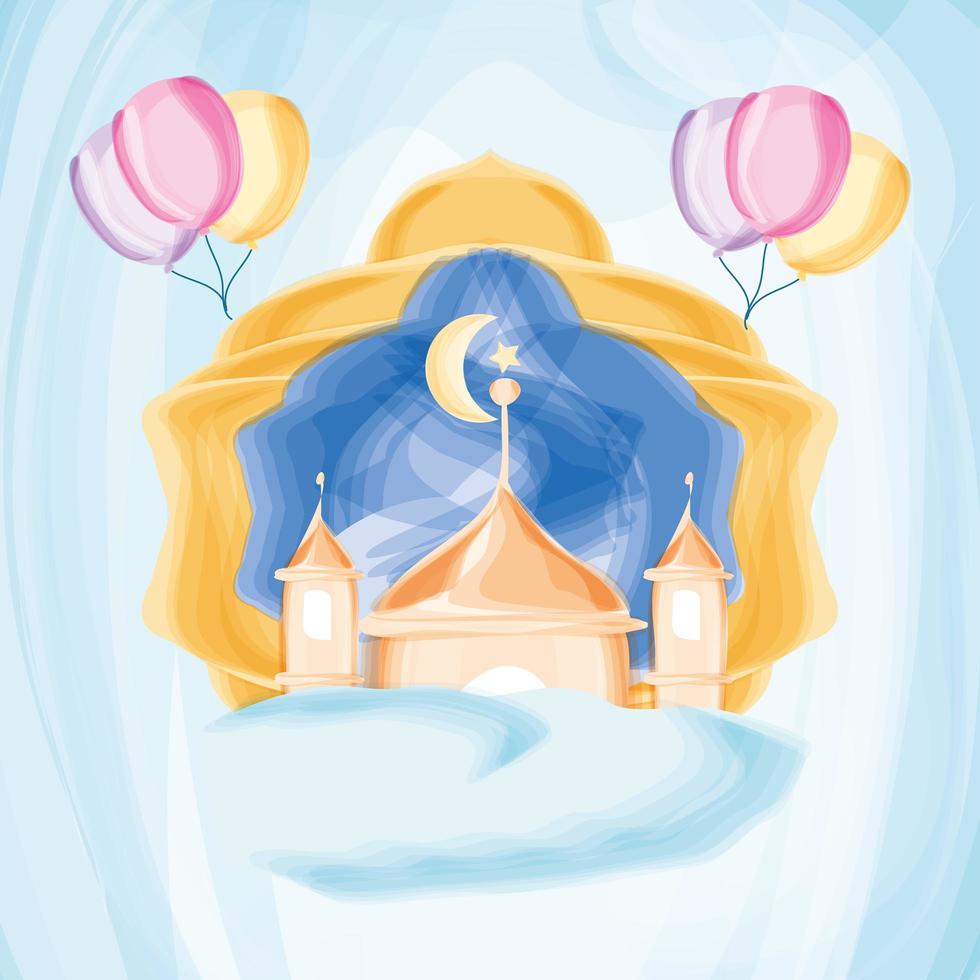 islamic mosque moon vector