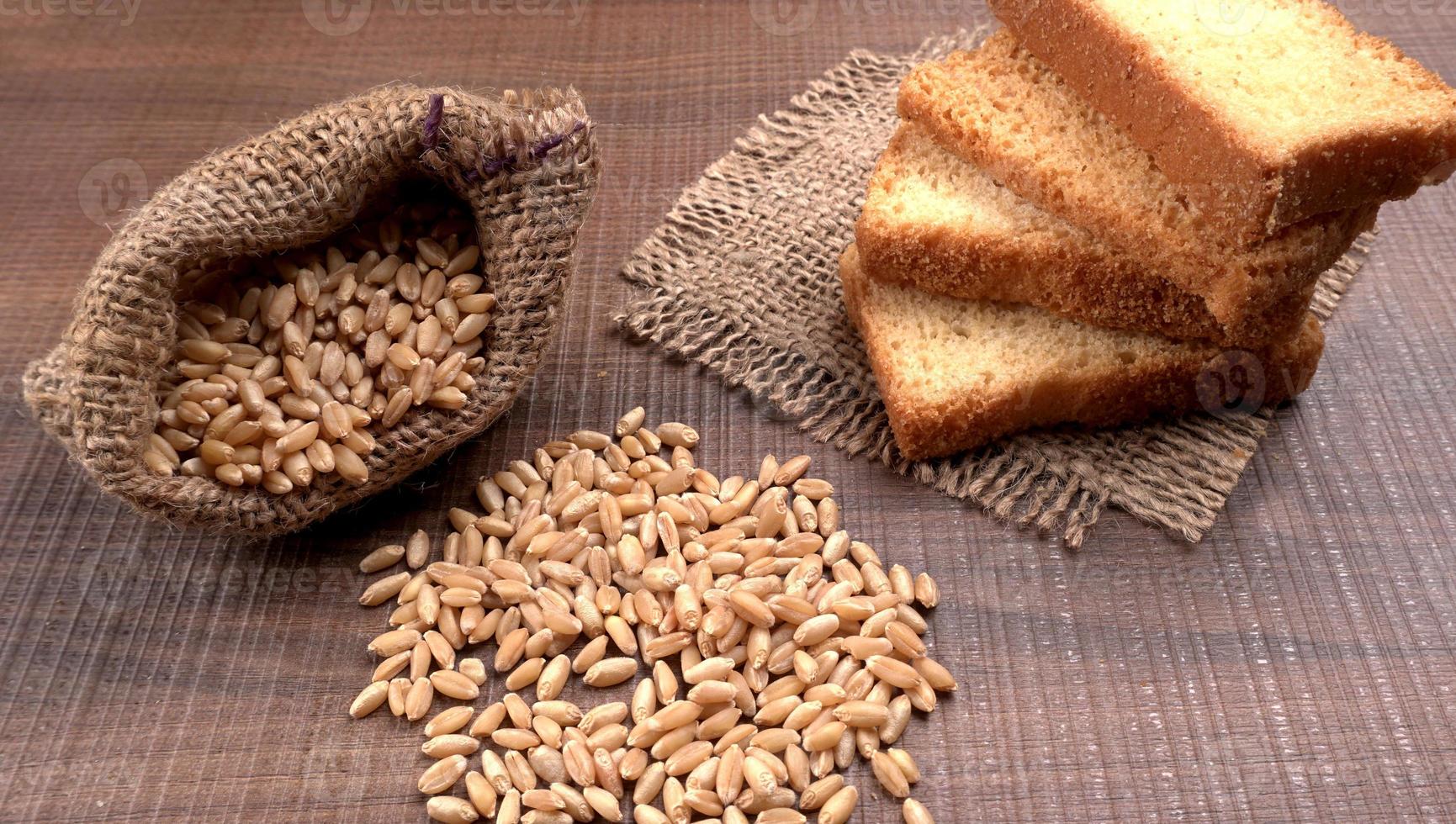 Crunchy Rusk or Toast for healthy life with wheat for breakfast. photo