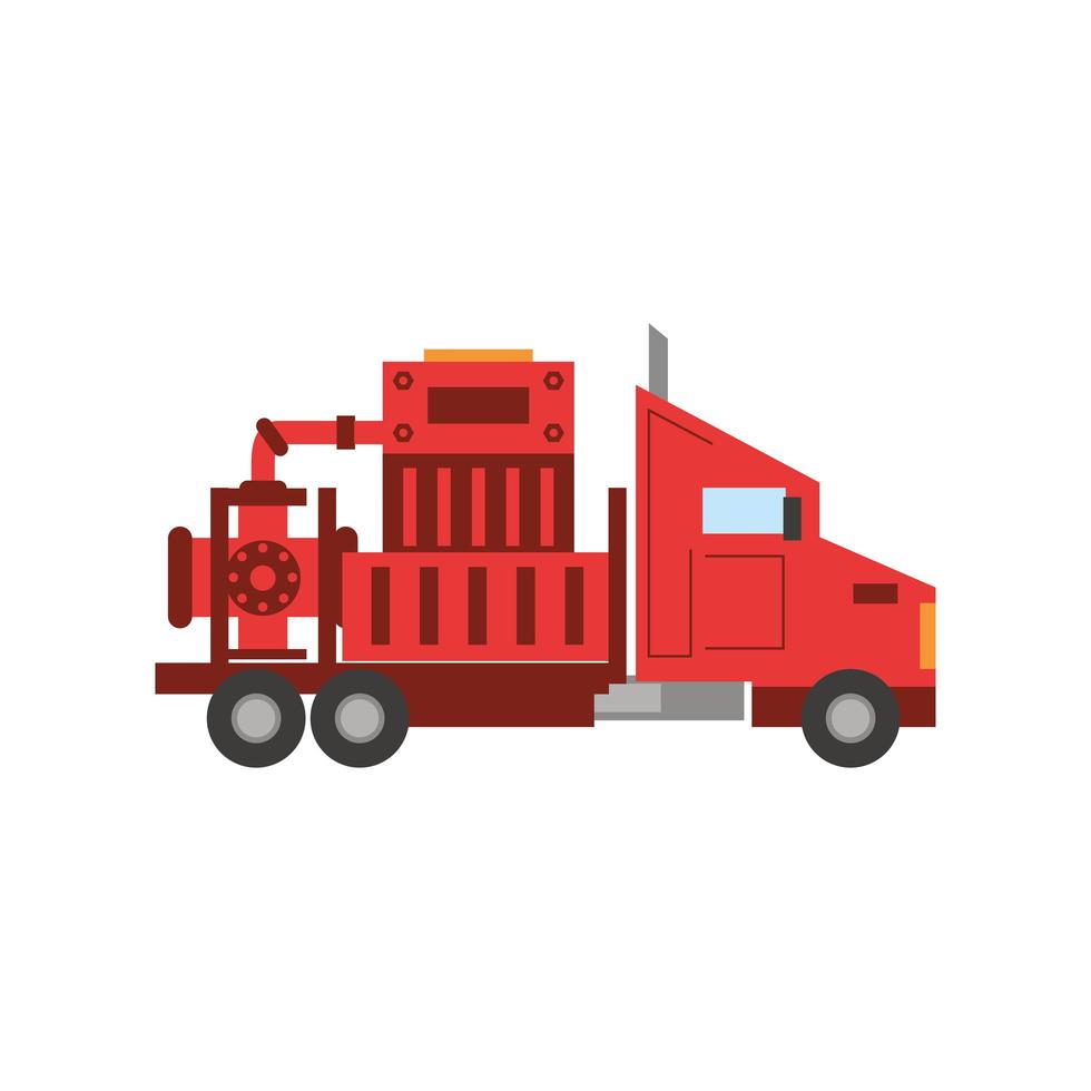 fracking truck transport tank and pipes vector