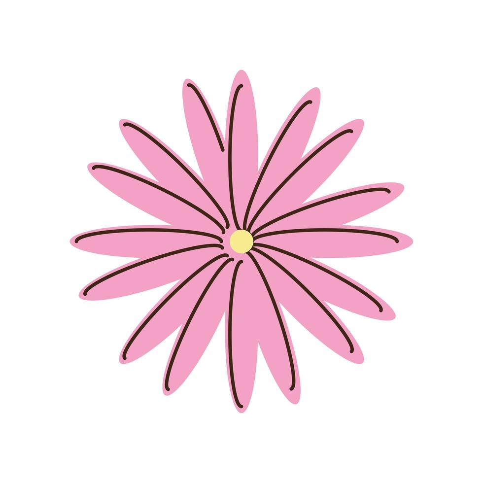 pink flower nature delicate cartoon isolated style vector