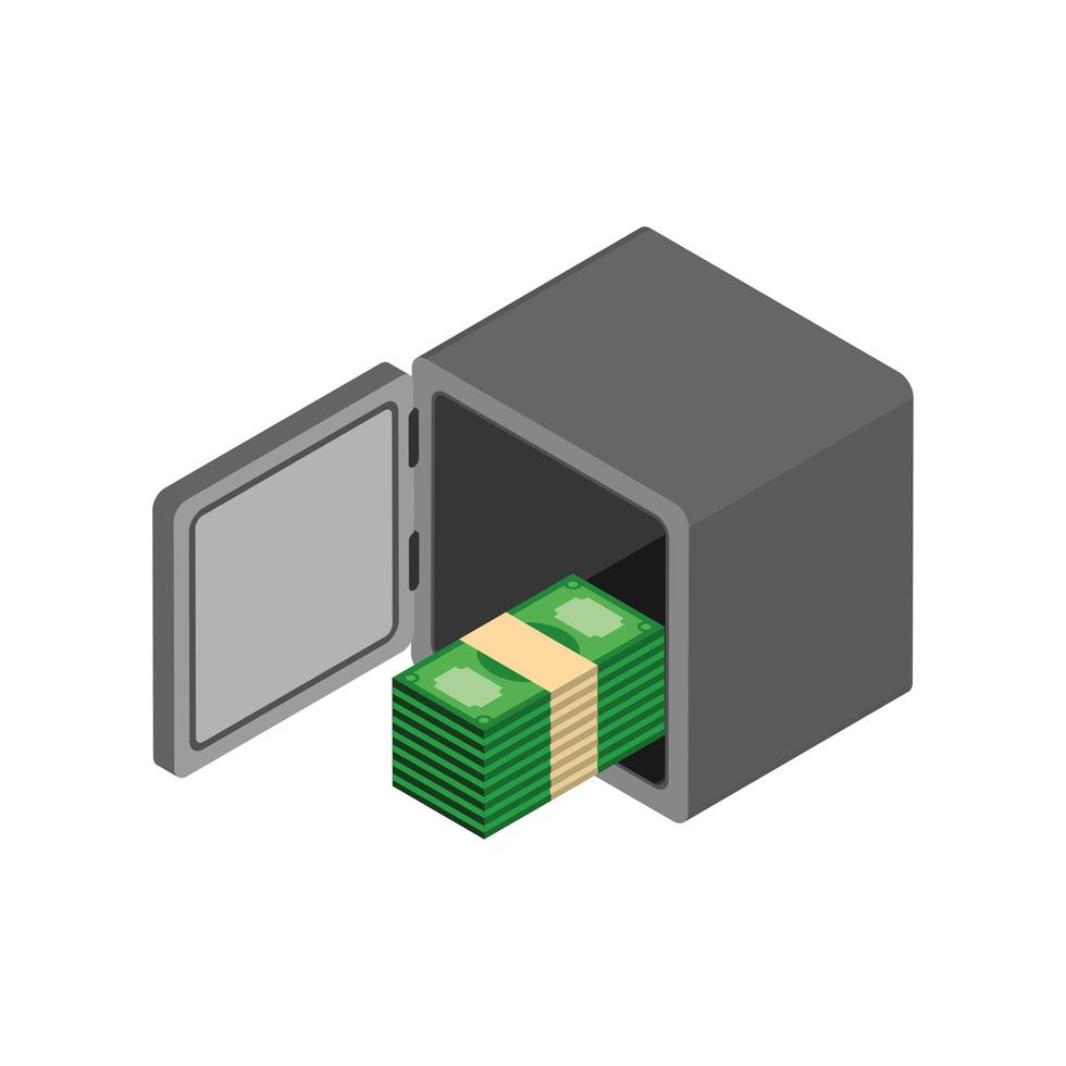 caja de seguridad dinero isométrica vector